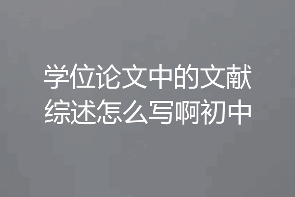 学位论文中的文献综述怎么写啊初中