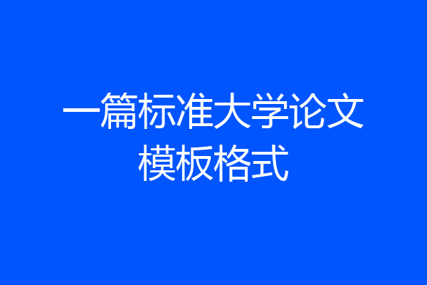 一篇标准大学论文模板格式