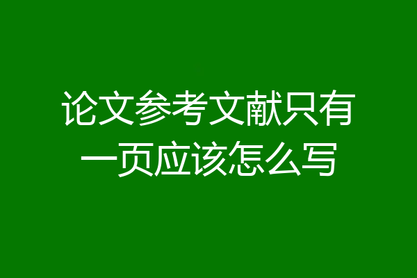 论文参考文献只有一页应该怎么写
