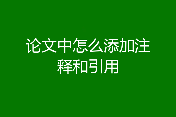 论文中怎么添加注释和引用