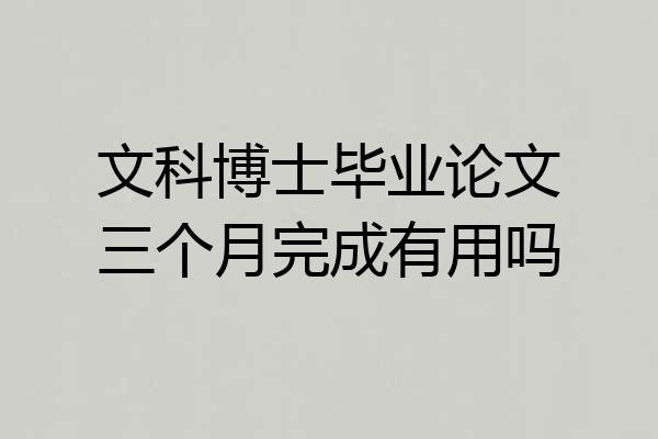 文科博士毕业论文三个月完成有用吗