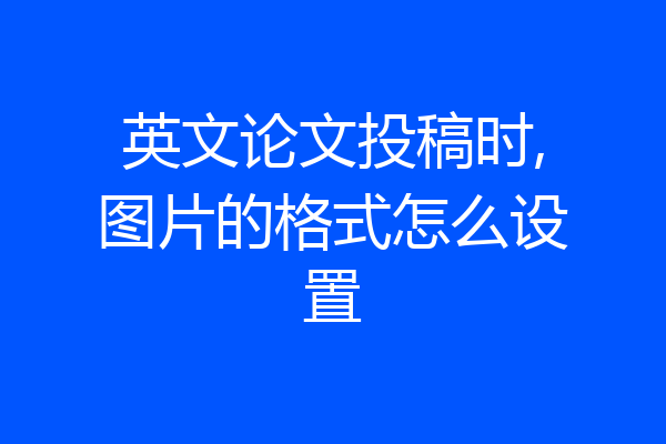 英文论文投稿时,图片的格式怎么设置