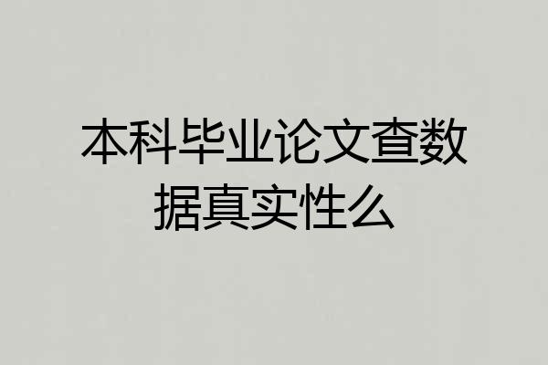 本科毕业论文查数据真实性么