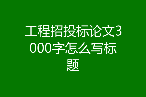 工程招投标论文3000字怎么写标题
