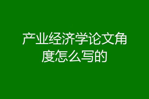 产业经济学论文角度怎么写的