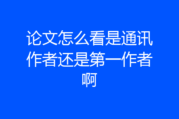 论文怎么看是通讯作者还是第一作者啊