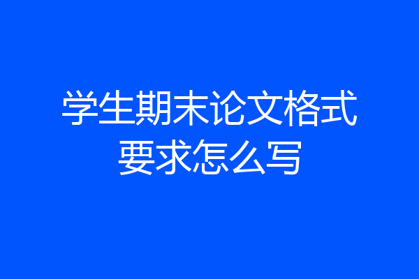 学生期末论文格式要求怎么写