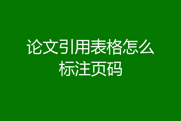 论文引用表格怎么标注页码