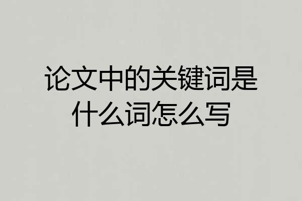 论文中的关键词是什么词怎么写