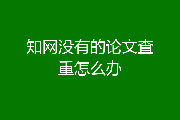 知网没有的论文查重怎么办