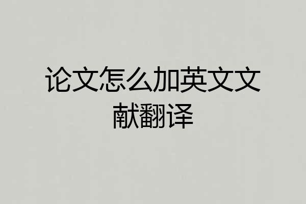 论文怎么加英文文献翻译