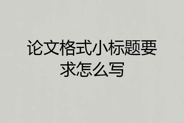 论文格式小标题要求怎么写