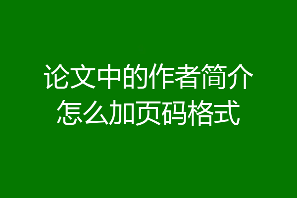 论文中的作者简介怎么加页码格式