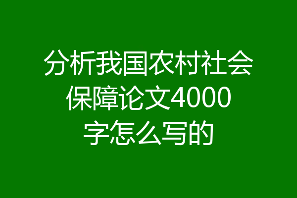 分析我国农村社会保障论文4000字怎么写的