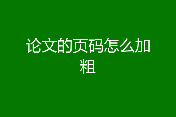 论文的页码怎么加粗