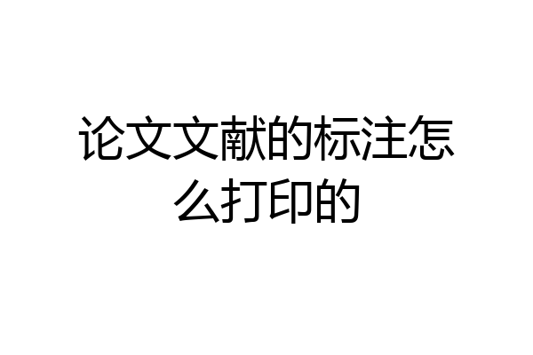 论文文献的标注怎么打印的
