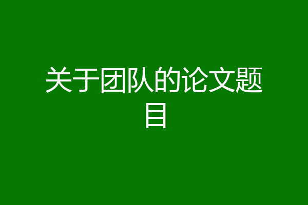 关于团队的论文题目