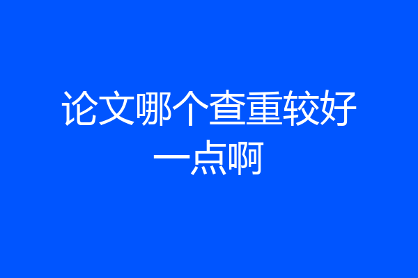 论文哪个查重较好一点啊