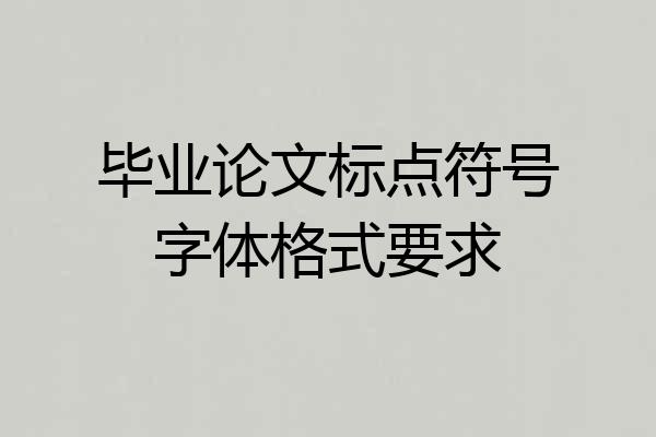 毕业论文标点符号字体格式要求