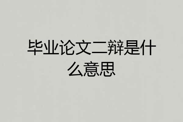 毕业论文二辩是什么意思