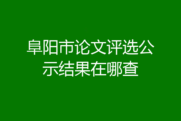 阜阳市论文评选公示结果在哪查