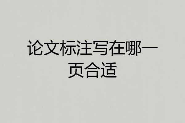 论文标注写在哪一页合适