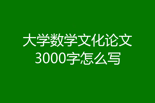 大学数学文化论文3000字怎么写