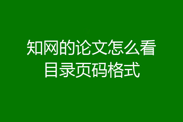 知网的论文怎么看目录页码格式
