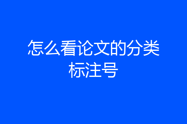 怎么看论文的分类标注号