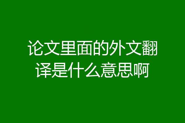 论文里面的外文翻译是什么意思啊