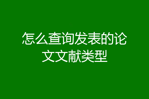 怎么查询发表的论文文献类型