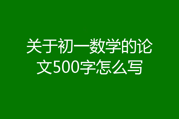 关于初一数学的论文500字怎么写
