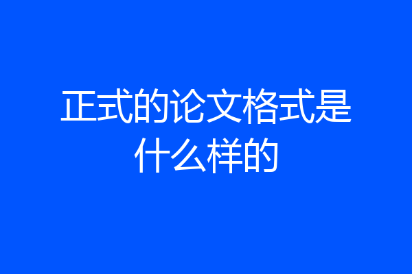 正式的论文格式是什么样的