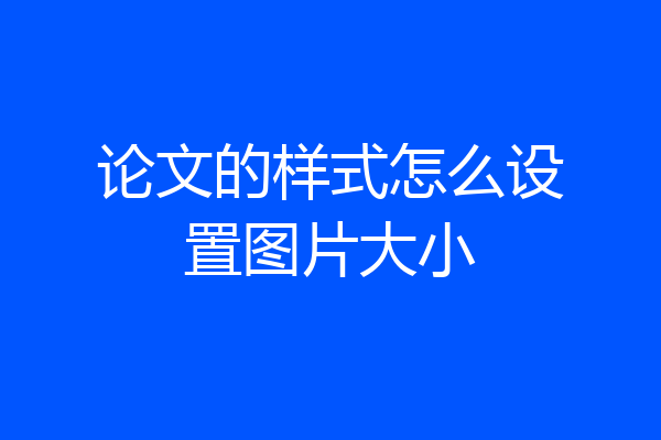 论文的样式怎么设置图片大小
