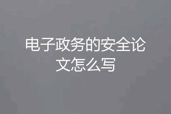 电子政务的安全论文怎么写