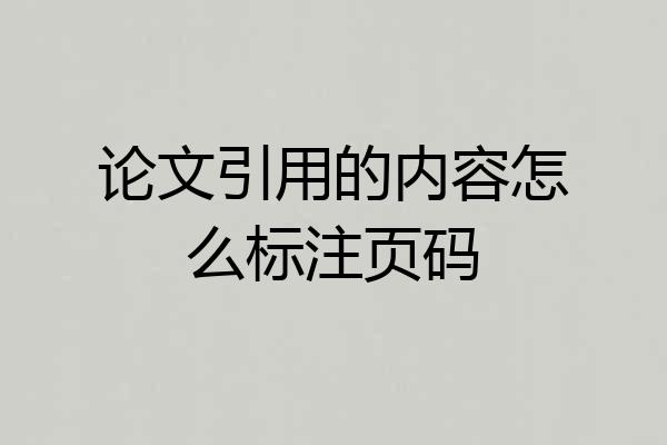 论文引用的内容怎么标注页码