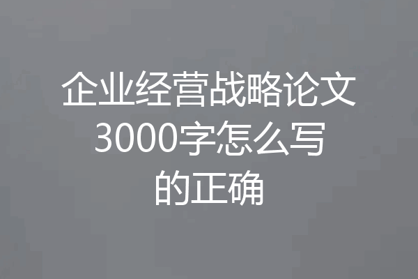 企业经营战略论文3000字怎么写的正确