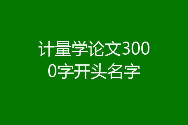 计量学论文3000字开头名字