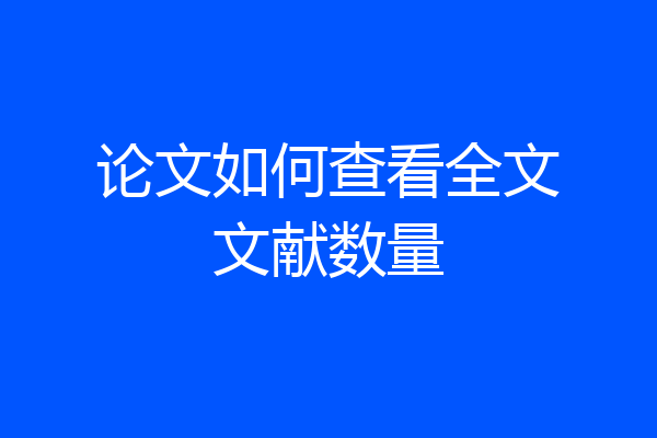 论文如何查看全文文献数量