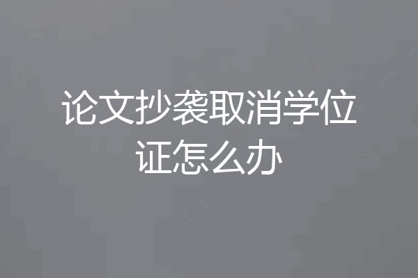 论文抄袭取消学位证怎么办