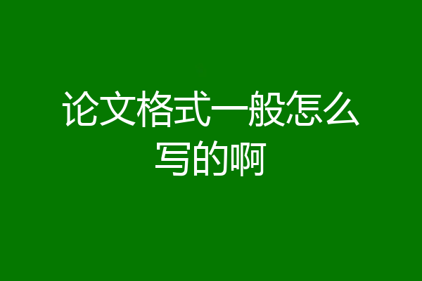 论文格式一般怎么写的啊