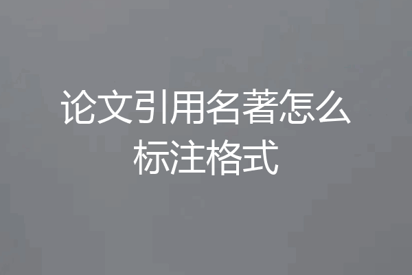 论文引用名著怎么标注格式