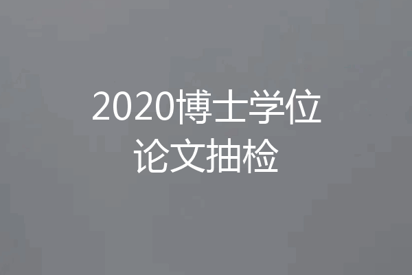 2020博士学位论文抽检