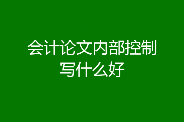 会计论文内部控制写什么好