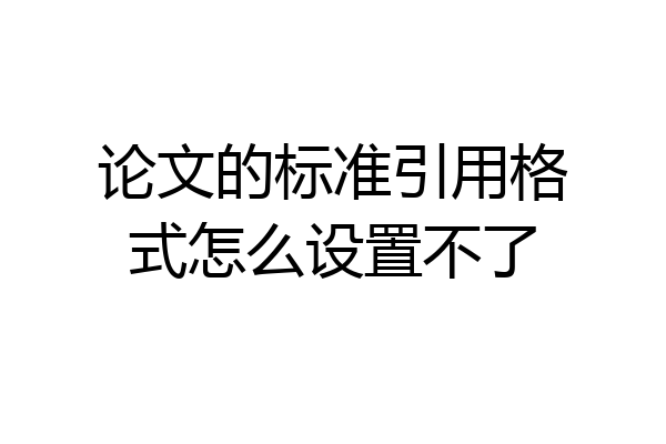 论文的标准引用格式怎么设置不了