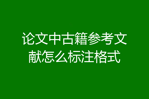 论文中古籍参考文献怎么标注格式