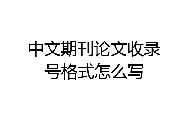 中文期刊论文收录号格式怎么写