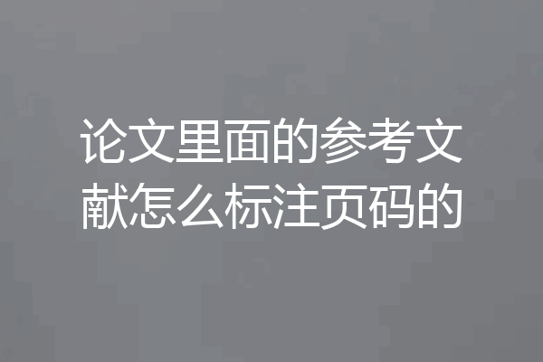 论文里面的参考文献怎么标注页码的