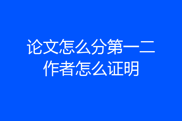 论文怎么分第一二作者怎么证明