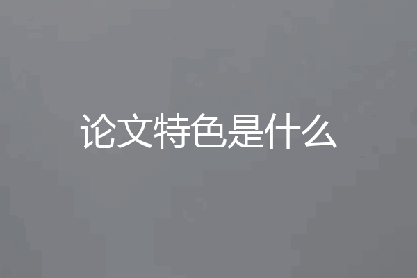 论文特色是什么